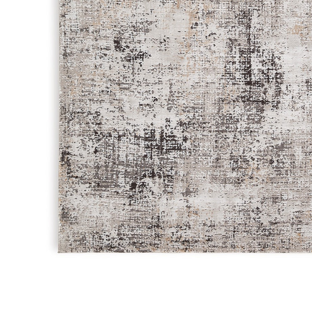 Elanor 5 x 7 Area Rug, Modern Abstract Design, Gray Polyester