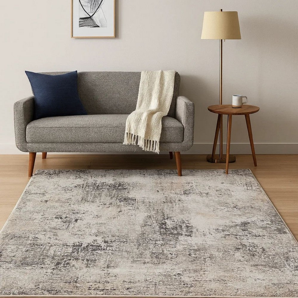 Elanor 5 x 7 Area Rug, Modern Abstract Design, Gray Polyester