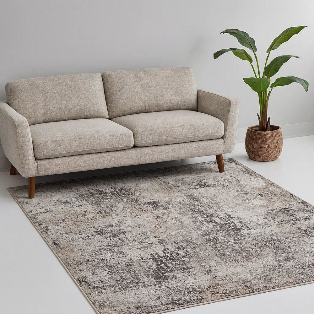 Elanor 5 x 7 Area Rug, Modern Abstract Design, Gray Polyester