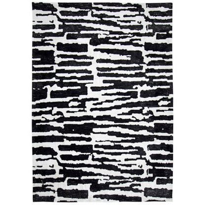 Shawn 5 x 7 Area Rug, Black White Abstract Pattern Polyester