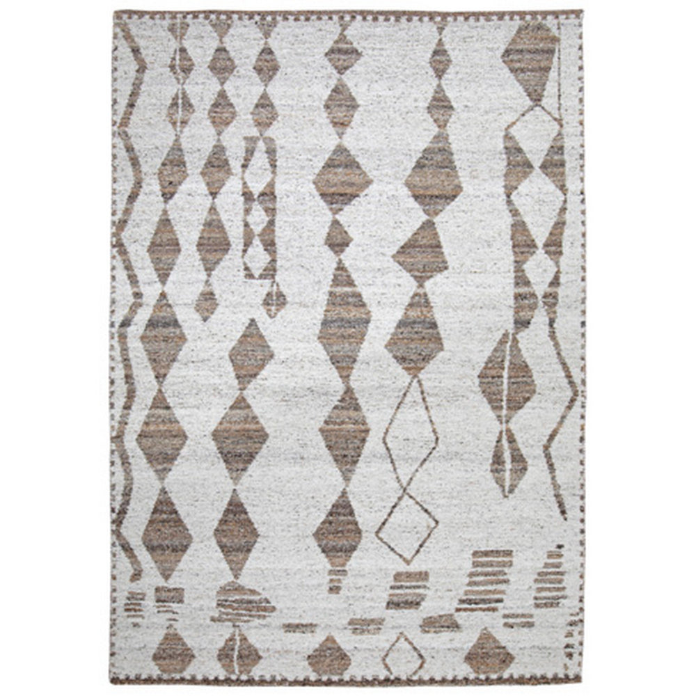 Betty 5 x 7 Area Rug, Geometric Pattern, Beige Brown Polyester, Cotton