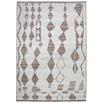 Betty 5 x 7 Area Rug, Geometric Pattern, Beige Brown Polyester, Cotton