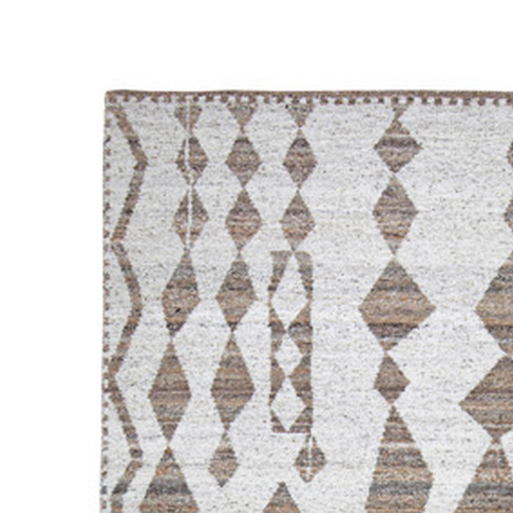 Betty 5 x 7 Area Rug, Geometric Pattern, Beige Brown Polyester, Cotton