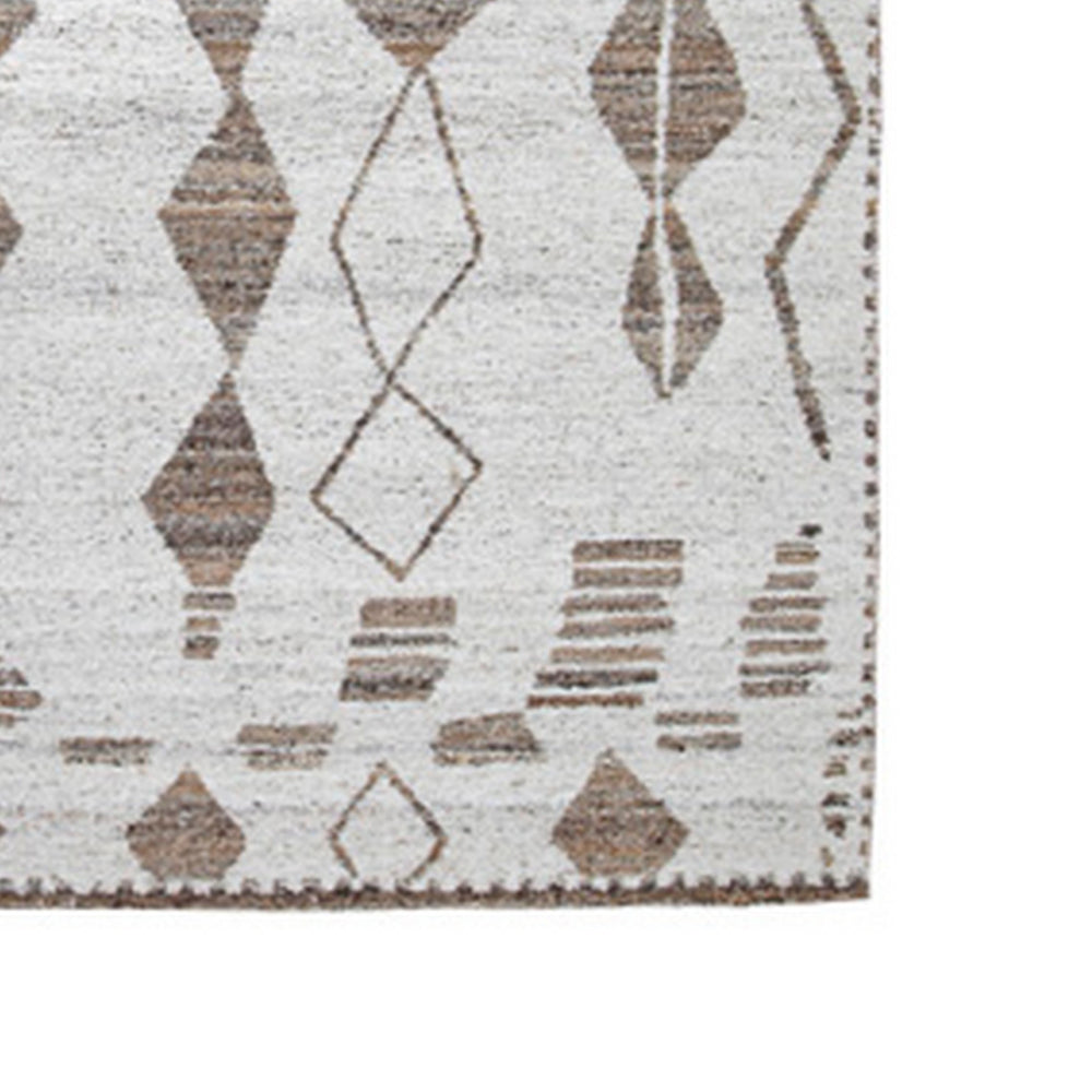 Betty 5 x 7 Area Rug, Geometric Pattern, Beige Brown Polyester, Cotton