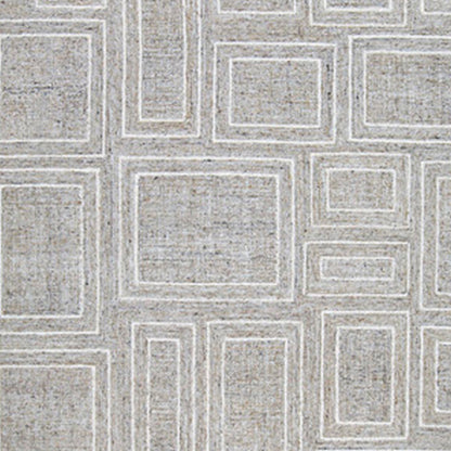 Bora 8 x 10 Area Rug, Geometric Pattern, Polyester Gray White Wool