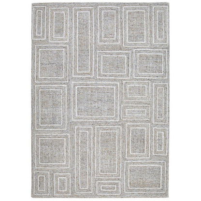 Bora 5 x 7 Area Rug, Geometric Pattern, Polyester Gray White Wool