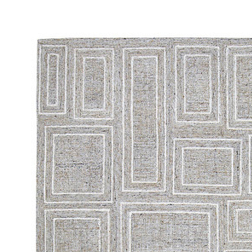 Bora 5 x 7 Area Rug, Geometric Pattern, Polyester Gray White Wool