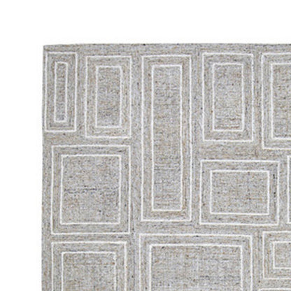 Bora 5 x 7 Area Rug, Geometric Pattern, Polyester Gray White Wool