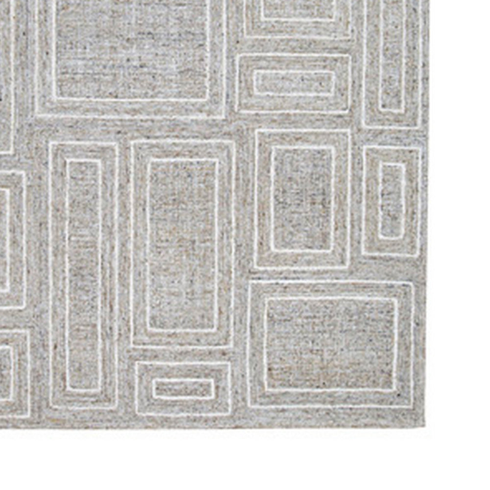 Bora 5 x 7 Area Rug, Geometric Pattern, Polyester Gray White Wool