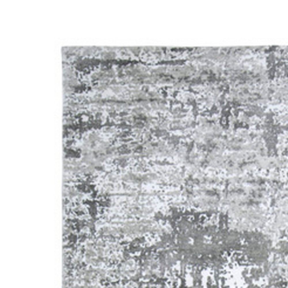 Monty 5 x 7 Area Rug, Abstract Pattern, Gray, Ivory Polyester