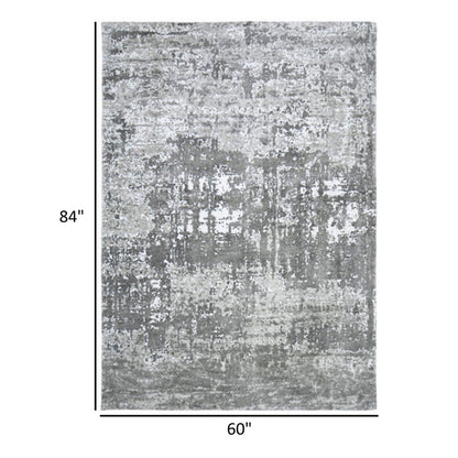 Monty 5 x 7 Area Rug, Abstract Pattern, Gray, Ivory Polyester