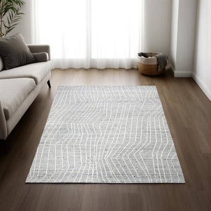 Monty 5 x 7 Area Rug, Abstract Pattern, Gray, Ivory Polyester