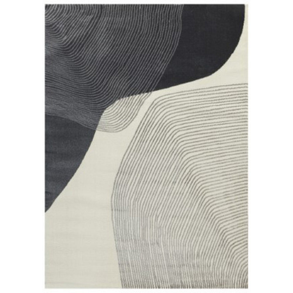 Veer 5 x 7 Area Rug, Linear Abstract Pattern, Polyester, Wool, Gray