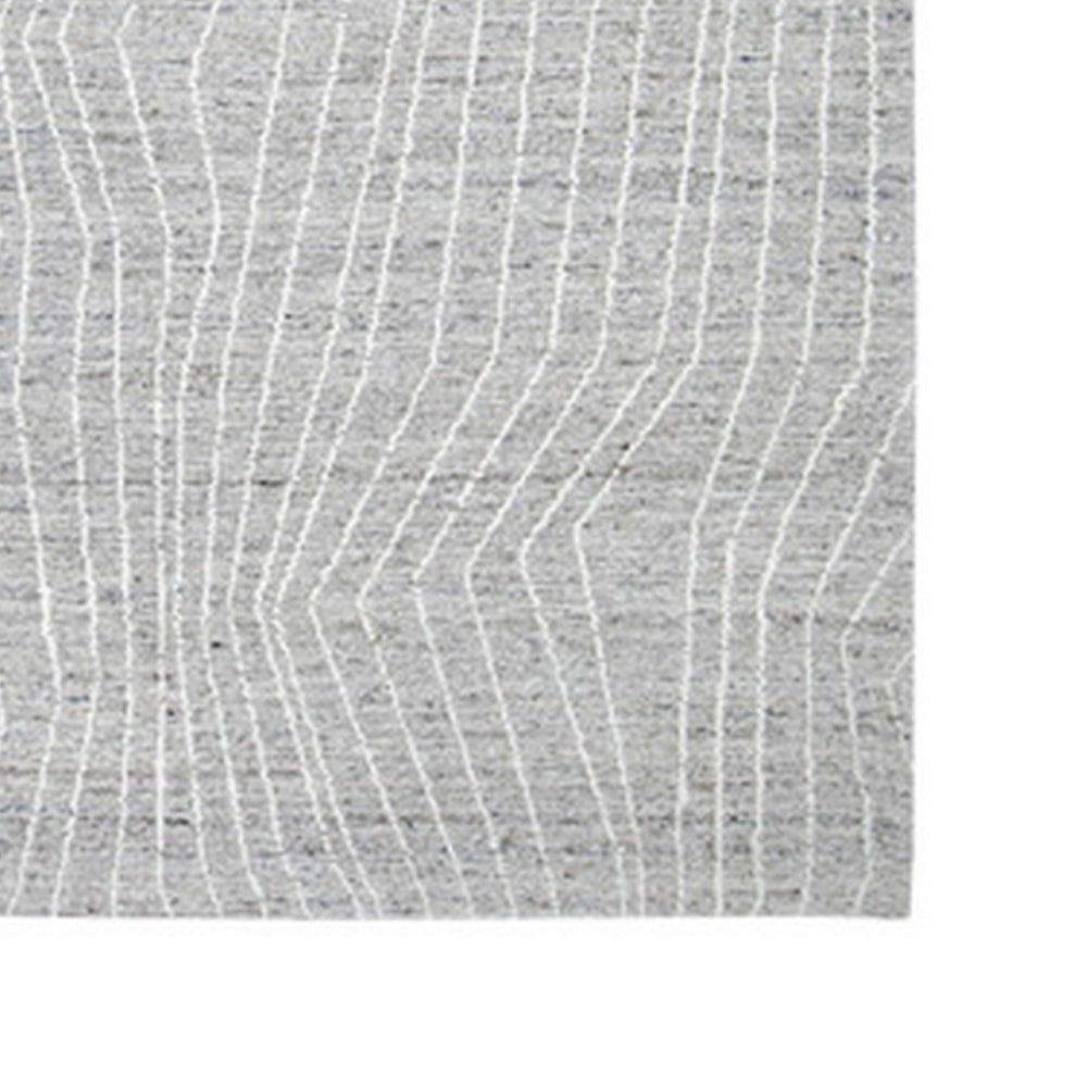 Veer 5 x 7 Area Rug, Linear Abstract Pattern, Polyester, Wool, Gray