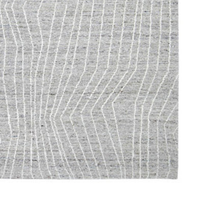 Veer 5 x 7 Area Rug, Linear Abstract Pattern, Polyester, Wool, Gray