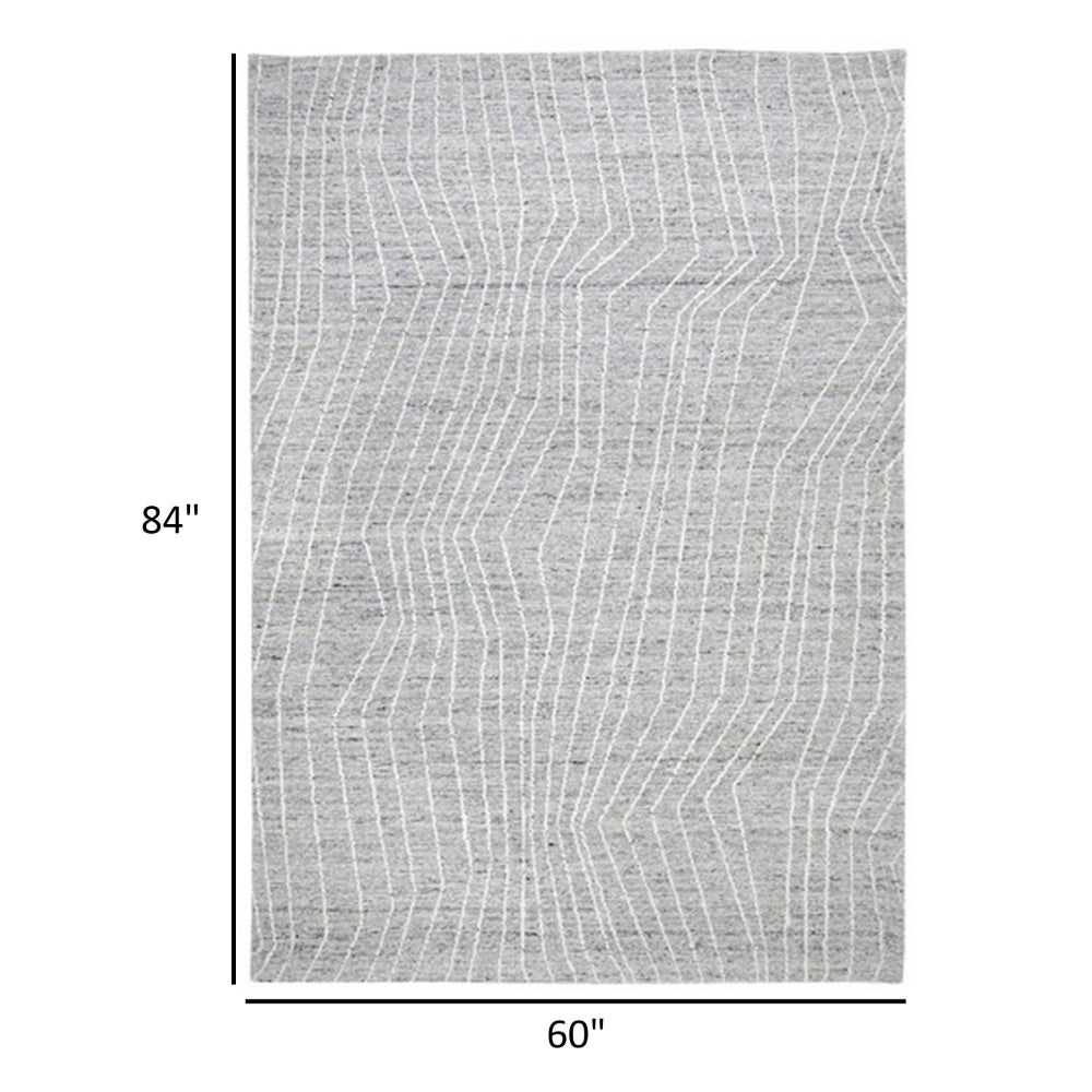 Veer 5 x 7 Area Rug, Linear Abstract Pattern, Polyester, Wool, Gray