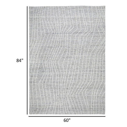 Veer 5 x 7 Area Rug, Linear Abstract Pattern, Polyester, Wool, Gray
