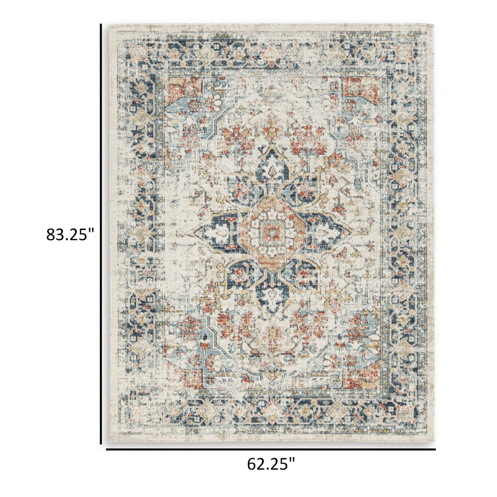 Jerry 5 x 7 Area Rug, Indoor Outdoor, Medallion, Polyester