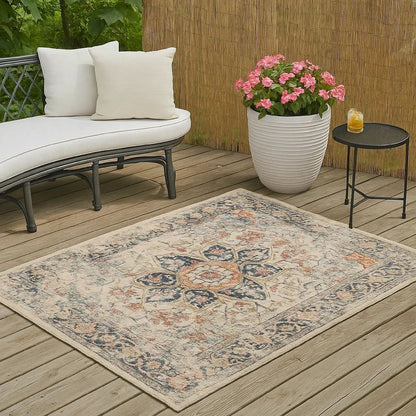 Jerry 5 x 7 Area Rug, Indoor Outdoor, Medallion, Polyester