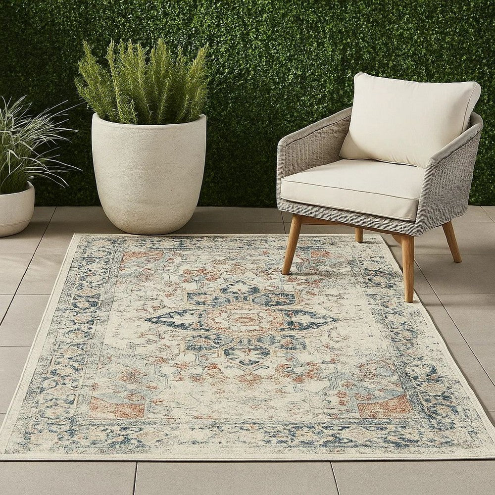Jerry 5 x 7 Area Rug, Indoor Outdoor, Medallion, Polyester