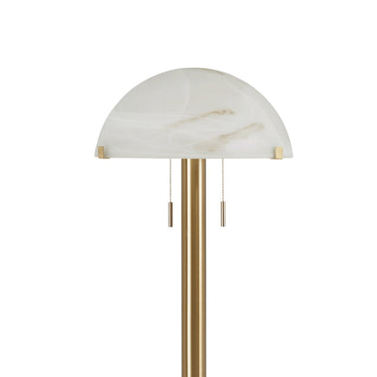 Sein 62 Inch Floor Lamp, Double Pull Chain Switch, Glass Dome Shade, Brass