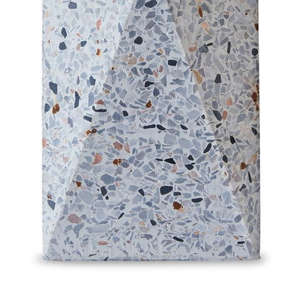 Joen 7 Inch Modern Small Table Lamp, Solid Stone Sculpture, White Terrazzo