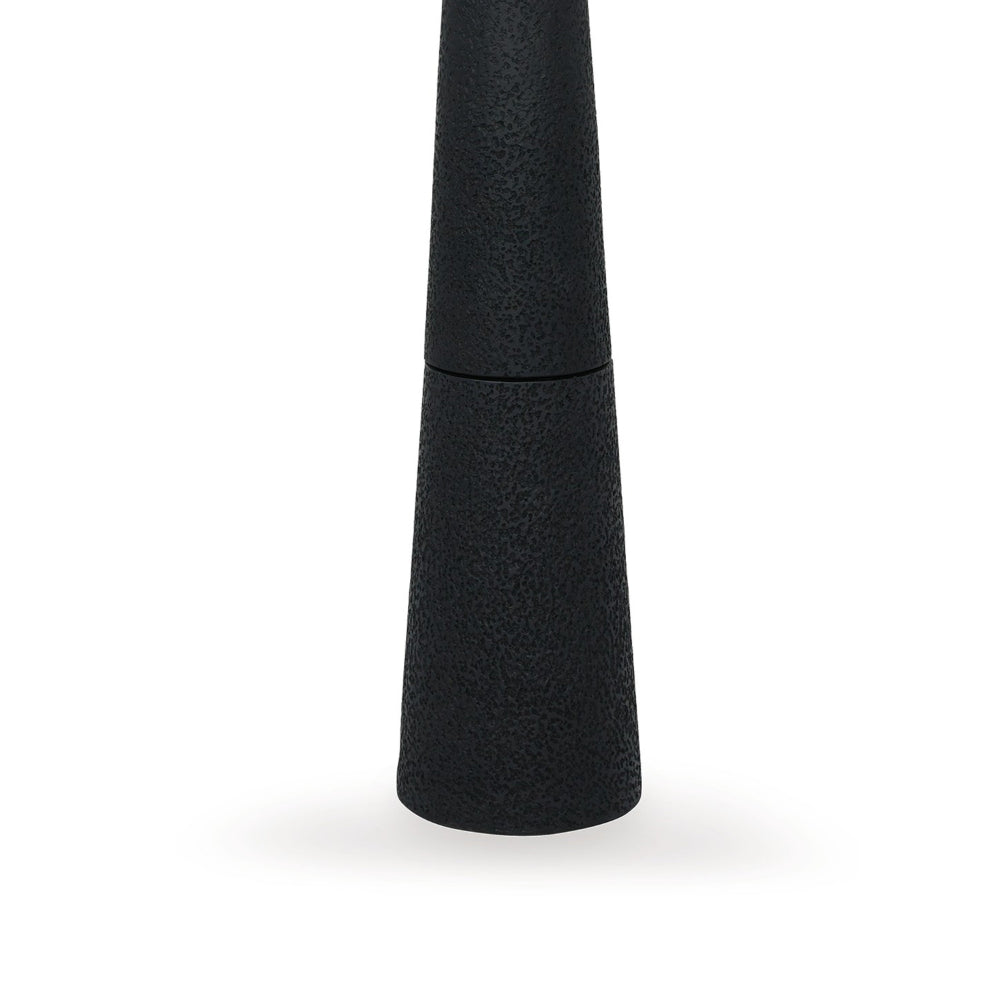 Boe 69 Inch Floor Lamp, White Drum Shade, Black Tapered Cone Resin Base