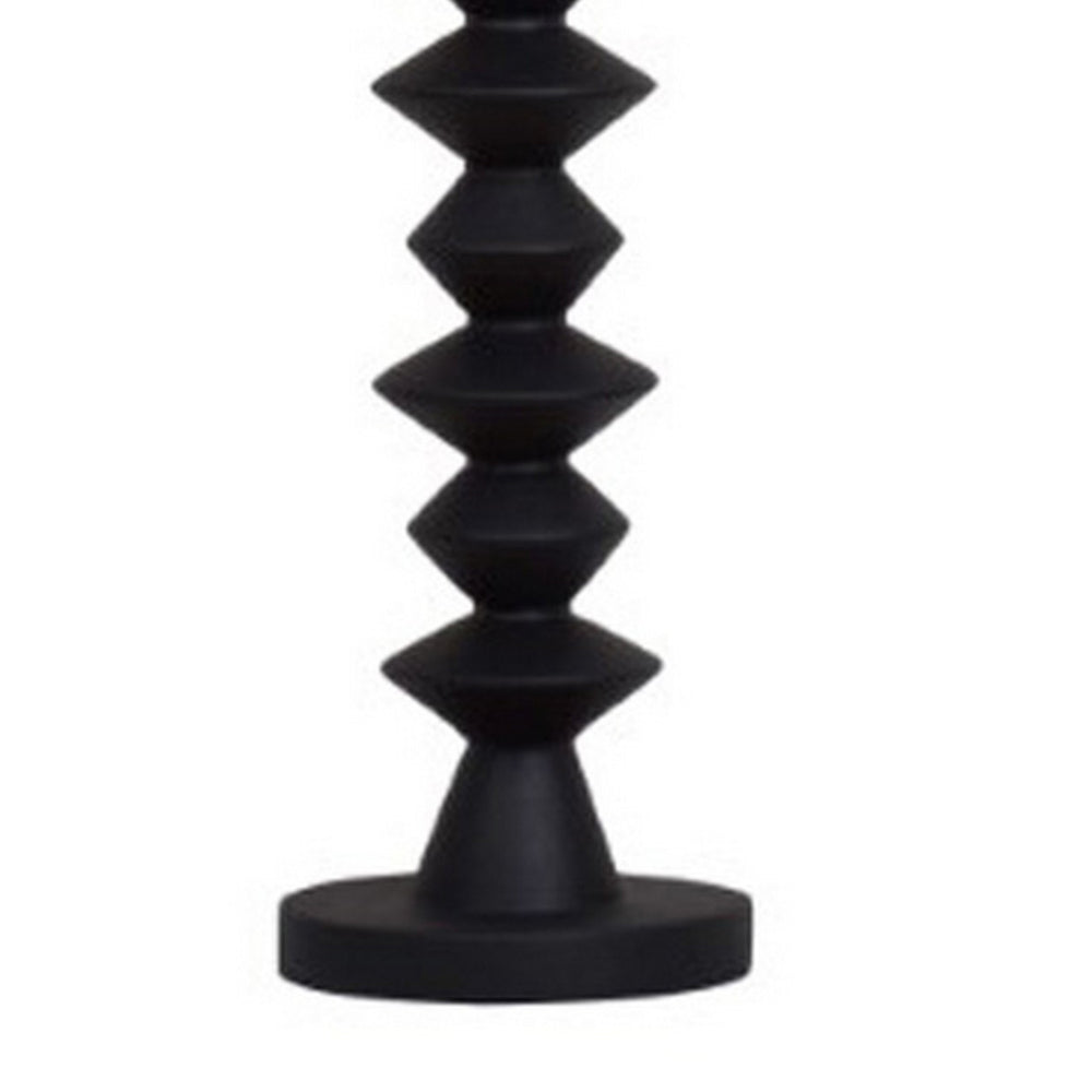 Ando Buffet Table Lamp, Black Turned Fishbone Base, Drum Shade