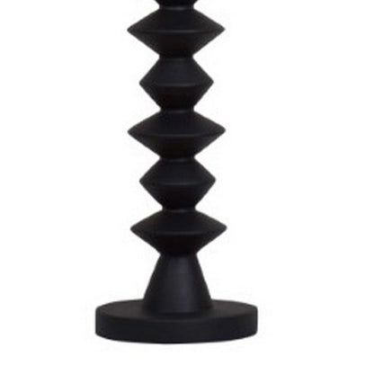 Ando Buffet Table Lamp, Black Turned Fishbone Base, Drum Shade