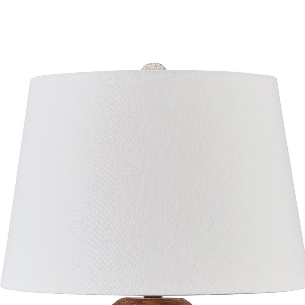 Gyen 29 Inch Table Lamp, Antique White Pattern Pot Base, Beige Empire Shade