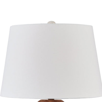 Gyen 29 Inch Table Lamp, Antique White Pattern Pot Base, Beige Empire Shade