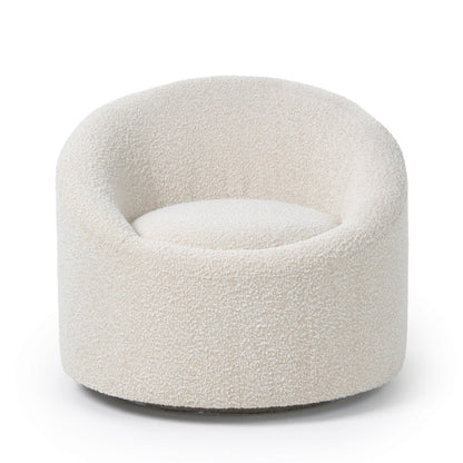 Cid Rony 33 Inch Swivel Accent Chair, Beige Polyester, Wood Base