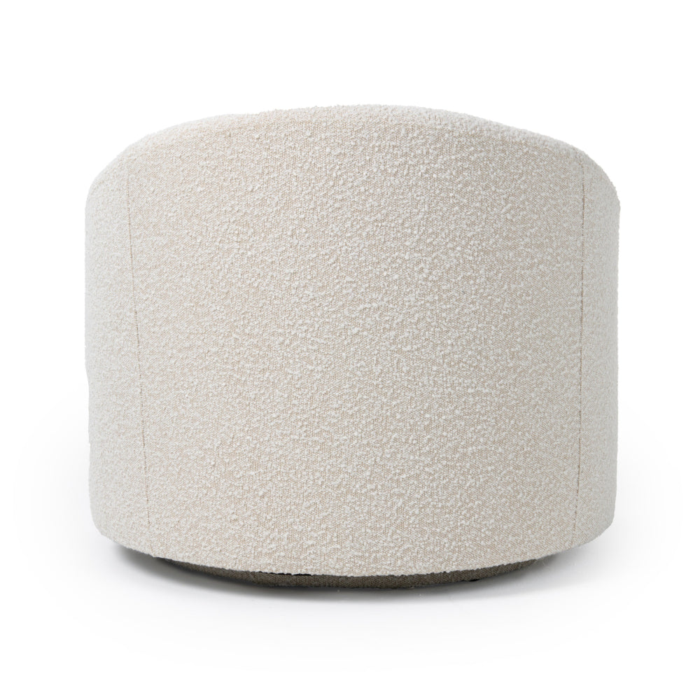 Cid Rony 33 Inch Swivel Accent Chair, Beige Polyester, Wood Base