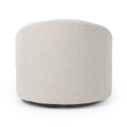 Cid Rony 33 Inch Swivel Accent Chair, Beige Polyester, Wood Base