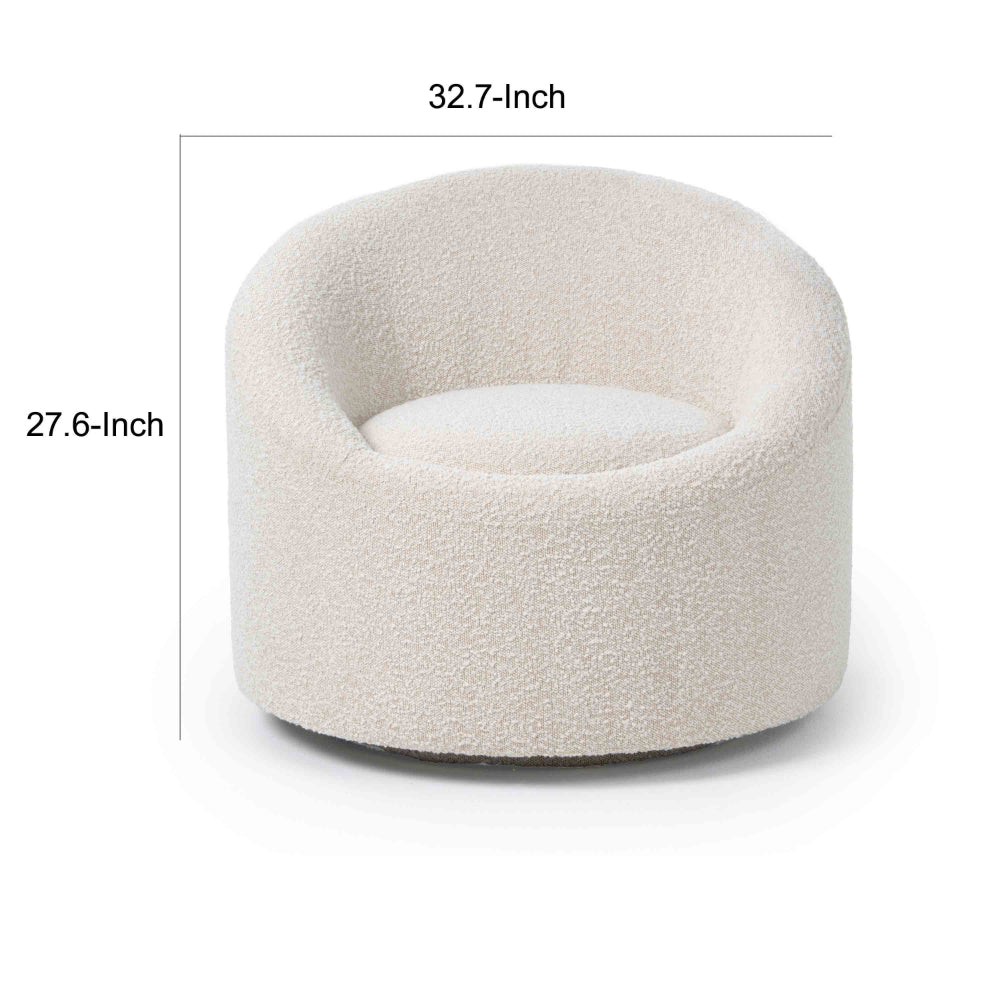 Cid Rony 33 Inch Swivel Accent Chair, Beige Polyester, Wood Base