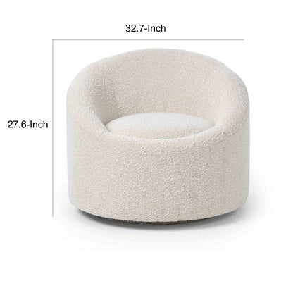 Cid Rony 33 Inch Swivel Accent Chair, Beige Polyester, Wood Base