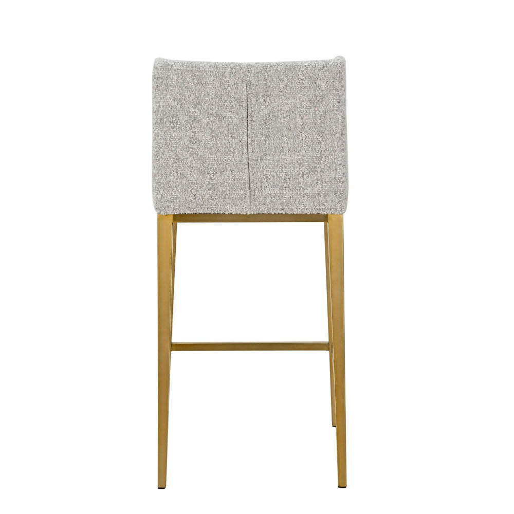 Cid Kinn Counter Stool Chair Set of 2, Light Gray Polyester, Brass Steel