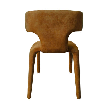 Cid Eve 21 Inch Dining Chair, Curved Wingback, Brown Textured Polyester