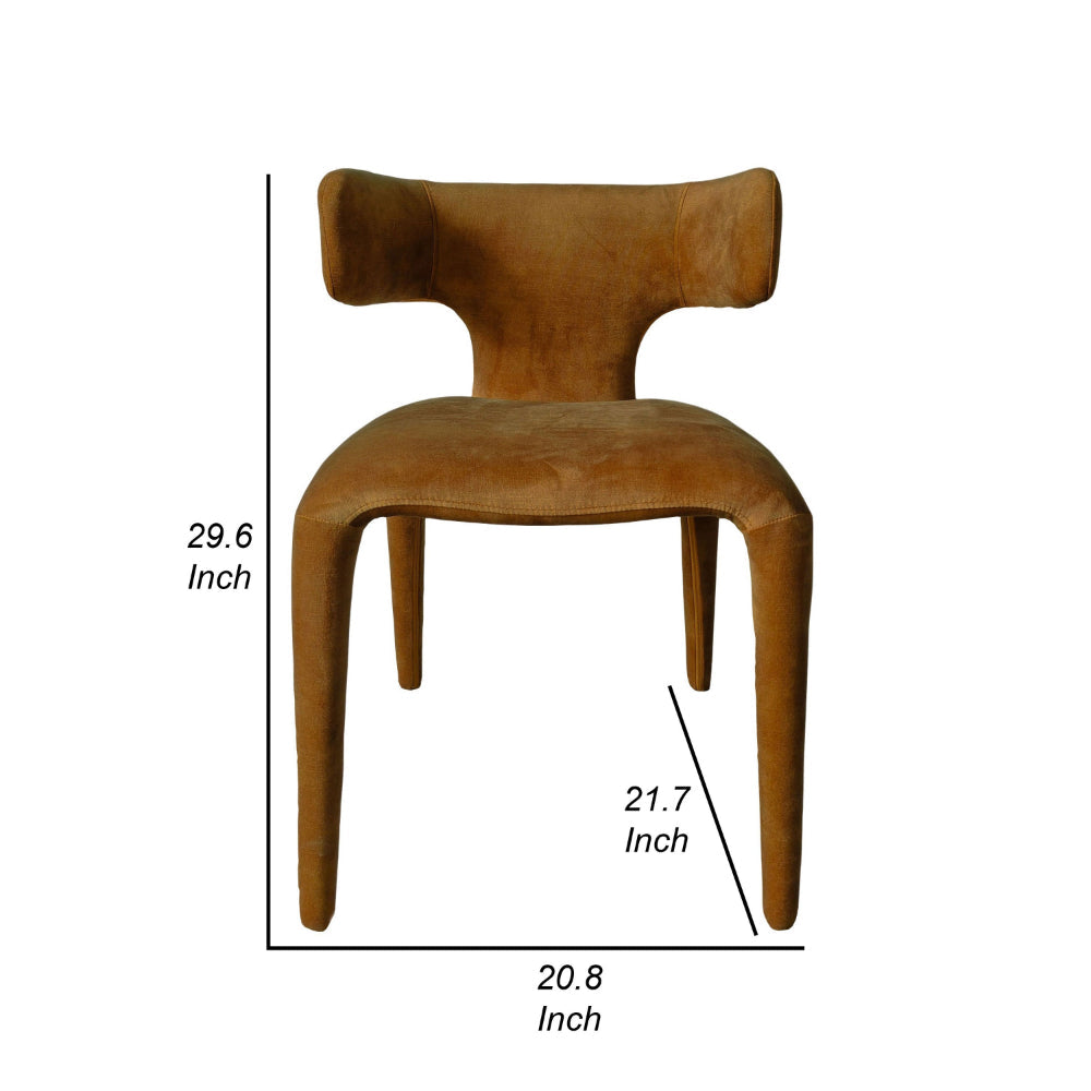 Cid Eve 21 Inch Dining Chair, Curved Wingback, Brown Textured Polyester