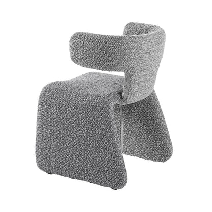 Cid Fiu 22 Inch Dining Chair, Curved Wingback, Gray Textured Polyester