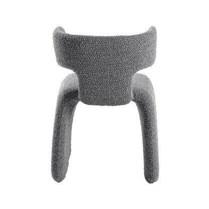 Cid Fiu 22 Inch Dining Chair, Curved Wingback, Gray Textured Polyester