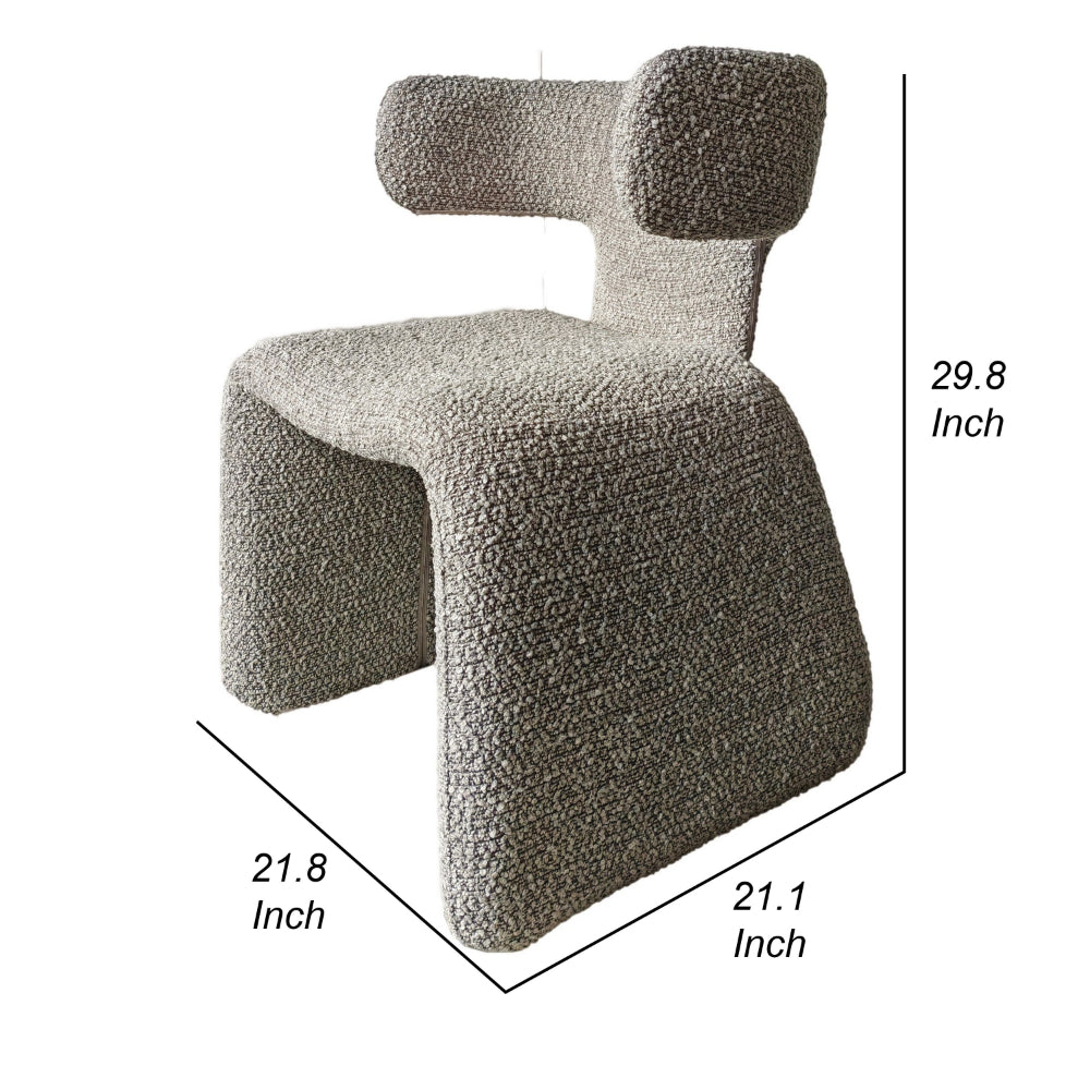 Cid Fiu 22 Inch Dining Chair, Curved Wingback, Gray Textured Polyester