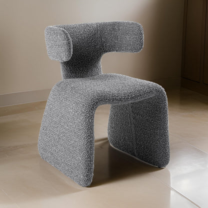 Cid Fiu 22 Inch Dining Chair, Curved Wingback, Gray Textured Polyester