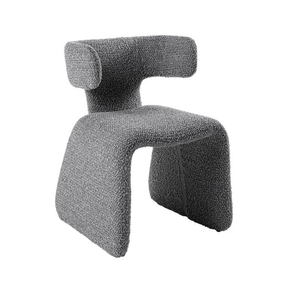 Cid Fiu 22 Inch Dining Chair, Curved Wingback, Gray Textured Polyester