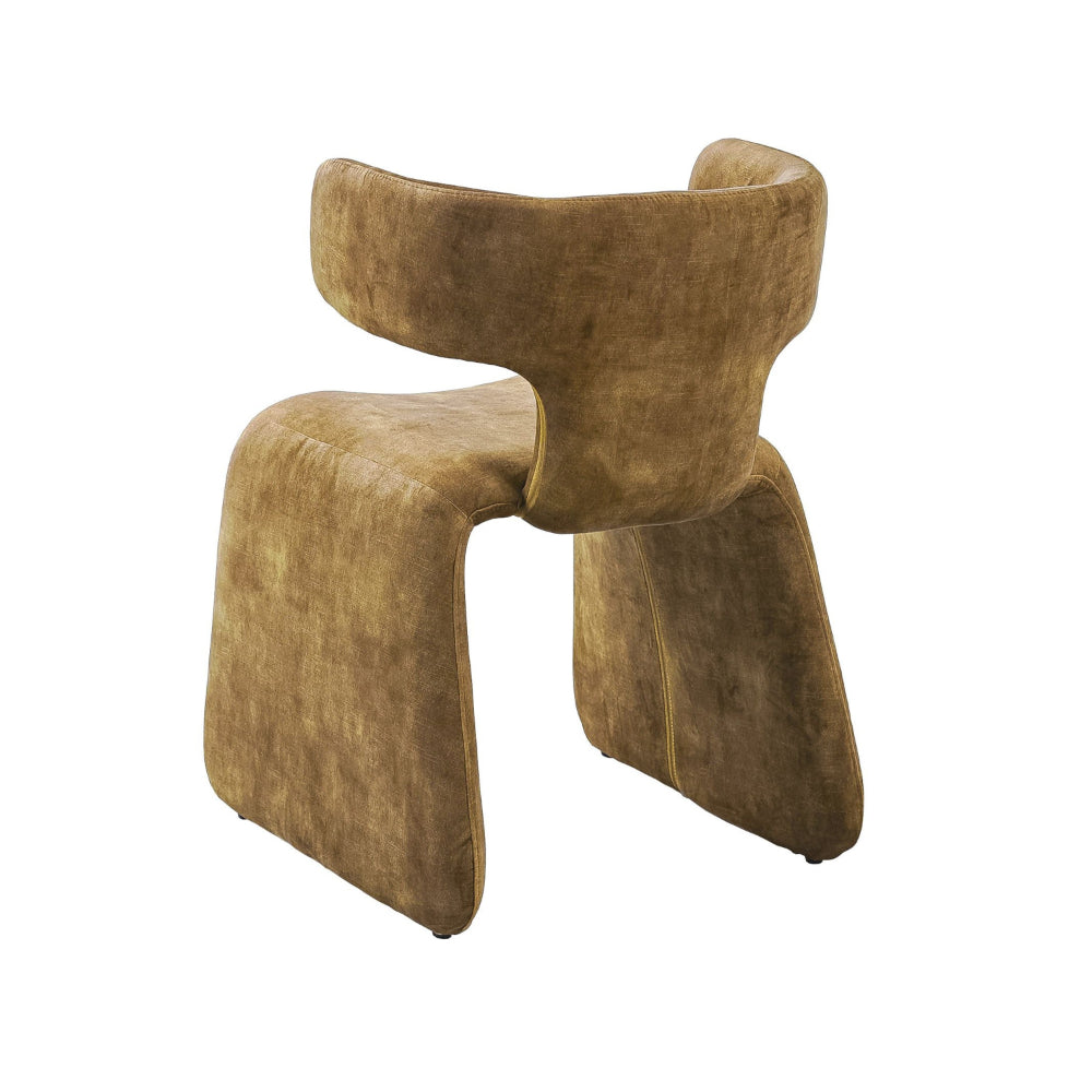Cid Fiu 22 Inch Dining Chair, Curved Wingback, Brown Textured Polyester