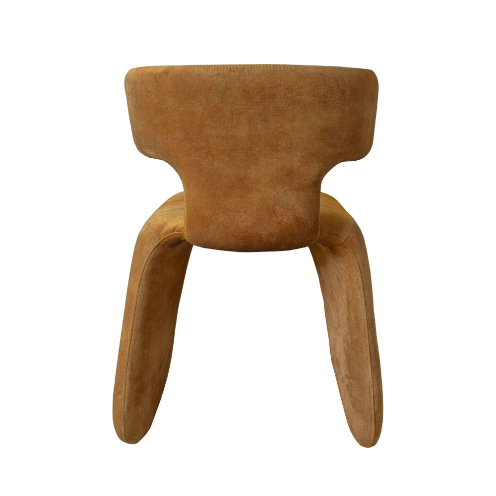 Cid Fiu 22 Inch Dining Chair, Curved Wingback, Brown Textured Polyester