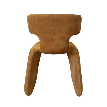 Cid Fiu 22 Inch Dining Chair, Curved Wingback, Brown Textured Polyester