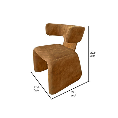 Cid Fiu 22 Inch Dining Chair, Curved Wingback, Brown Textured Polyester