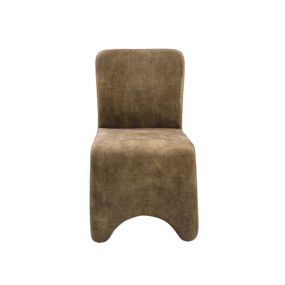 Cid Lou 19 Inch Side Dining Chair Set of 2, Brown Polyester, Panel Frame