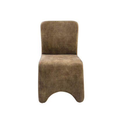 Cid Lou 19 Inch Side Dining Chair Set of 2, Brown Polyester, Panel Frame